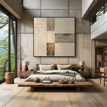 Beige Minimalist Wall Painting Beige Textured Abstract Art Wabi-Sabi Art Beige Canvas Painting
