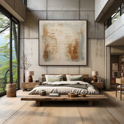 Large Beige Minimalist Wall Art Wabi-Sabi Art Beige Abstract Art Canvas Modern Minimalist Wall Art