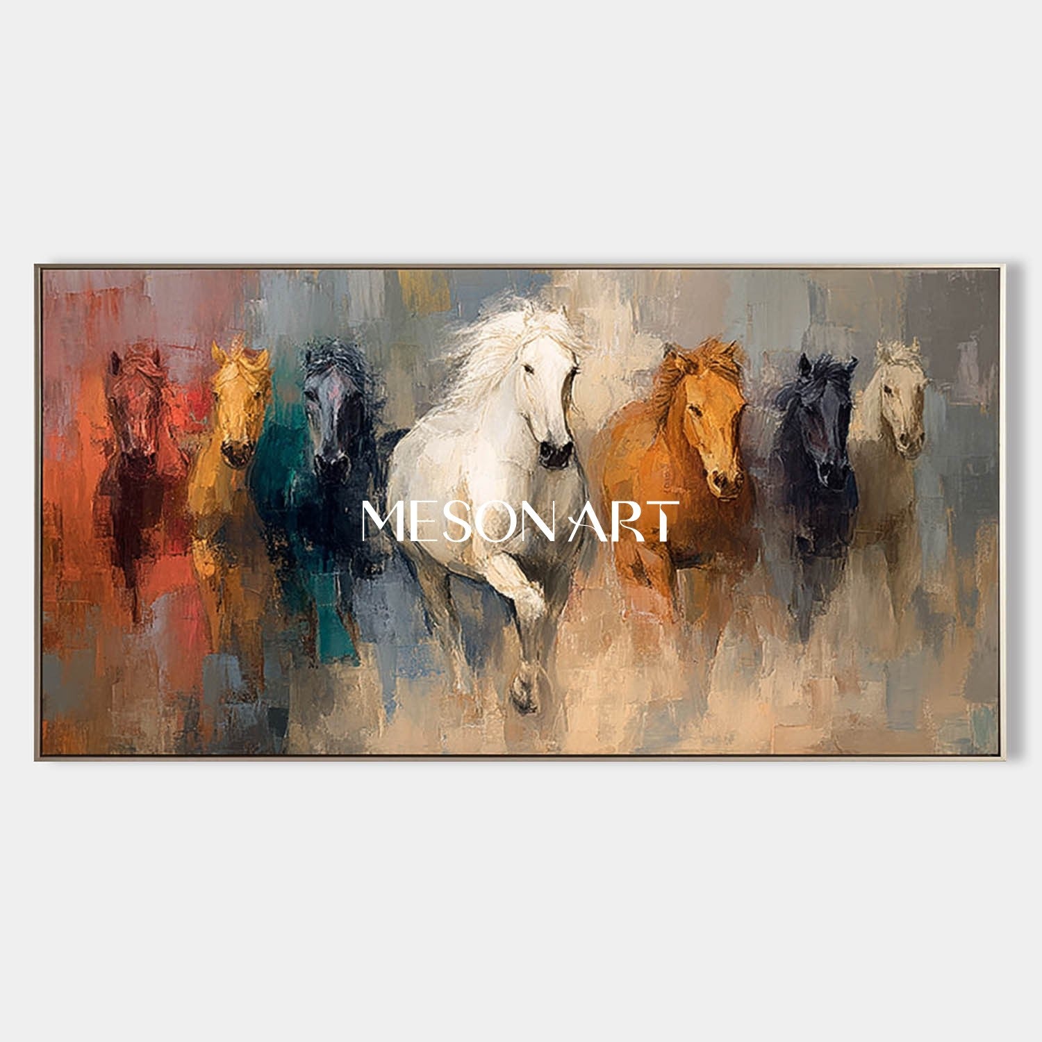 Extra Large 3D Running Prairie Horse Canvas Wall Art Decor For Sale Running Horse Texture Painting