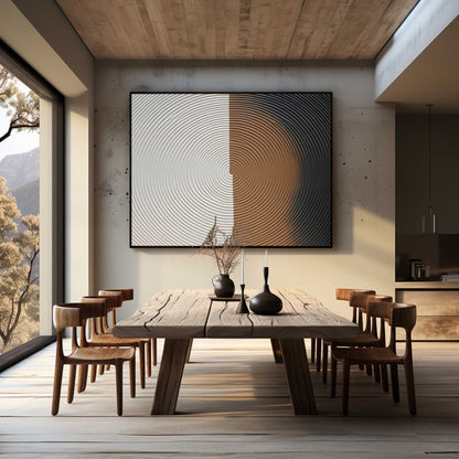 3D White Plaster Abstract Art Canvas White Plaster Texture Painting Large White and Brown Wall Art