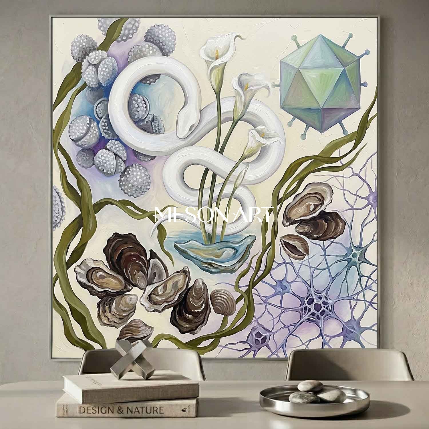 Custom Original Minimalist Snake Painting Luxury Office Gallery Decor