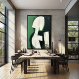 White And Green Abstract Art White And Green Minimalist Art On Canvas White And Green Wall Art