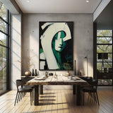 Green Abstract Nameless Woman Oil Painting Green Abstract Girl Canvas Art Green Texture Painting