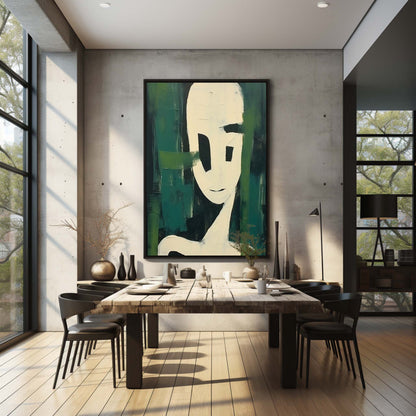 Green Abstract Art On Canvas Green Minimalist Abstract Oil Painting Wabi Sabi Art Wall Decoration