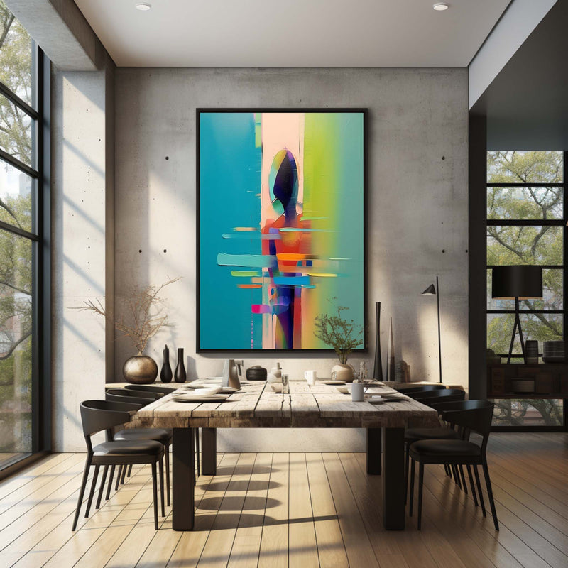 Colorful Abstract People Back View Oil Painting Textured Canvas Wall Art Abstract People Palette Art