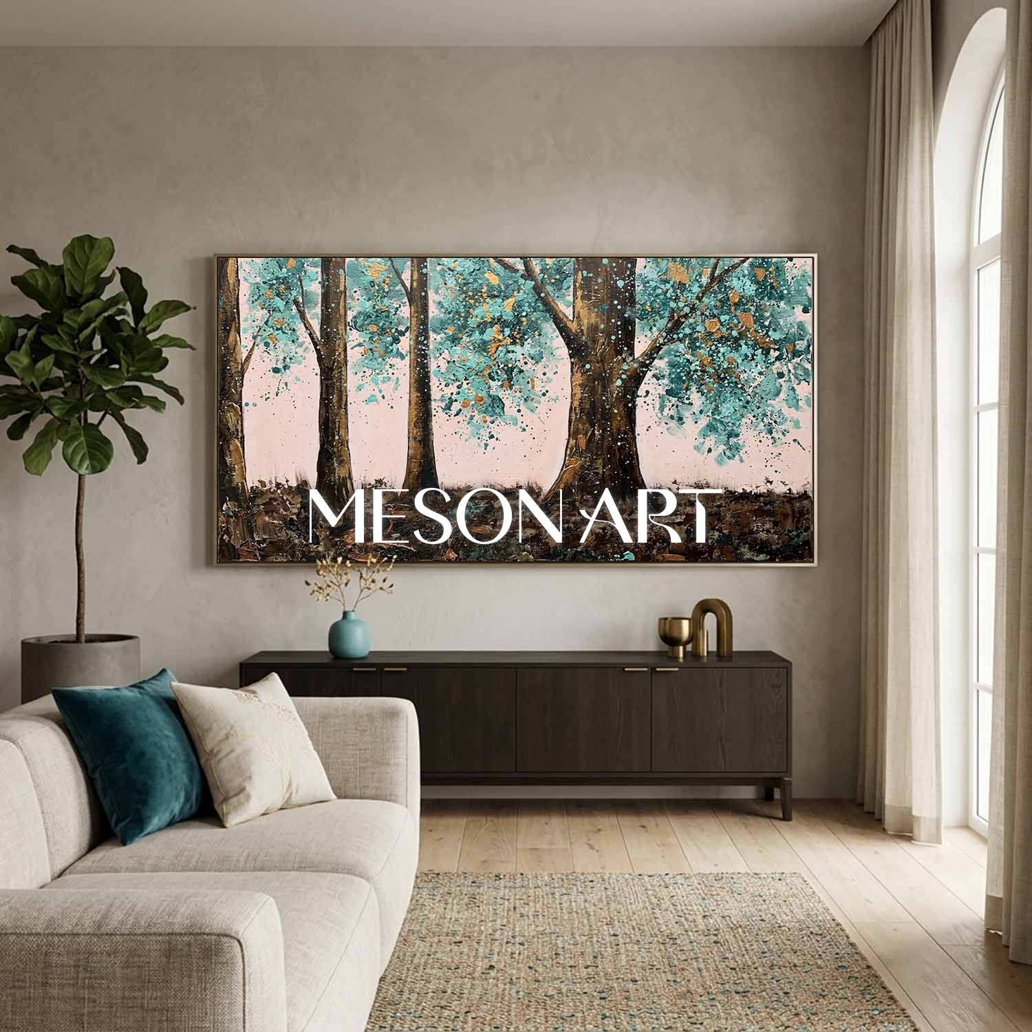 Contemporary Cubist Abstract Painting With Geometric Shapes And Neutral Tones For Modern Home Decor