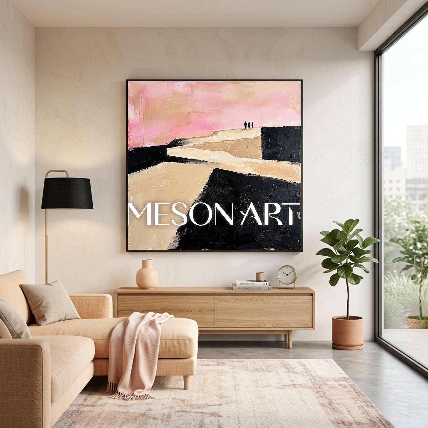 Colorful Pop Art Painting With Geometric Shapes For Modern Living Room Decor