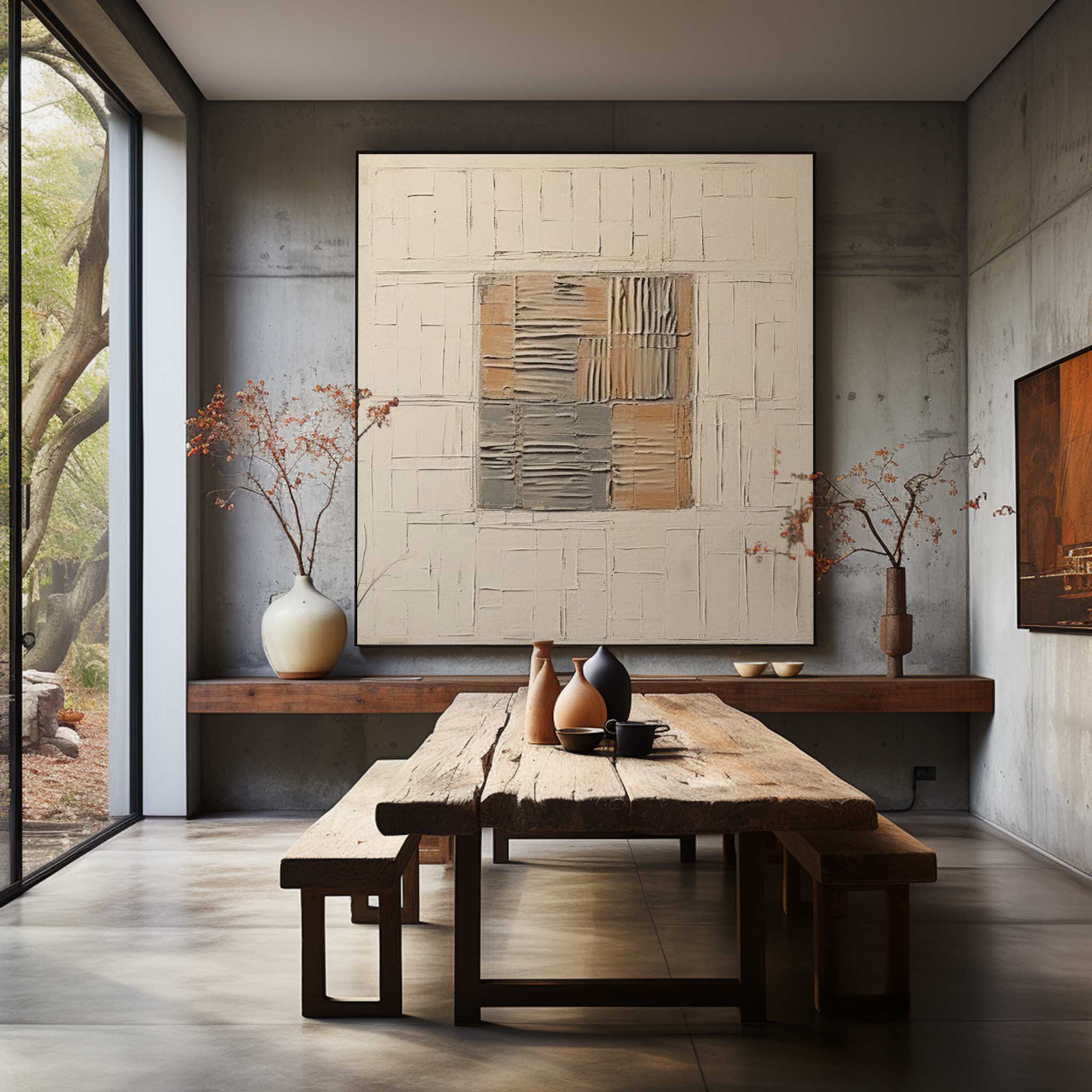Beige Abstract Art On Canvas Large Beige Abstract Minimalist Canvas Art Beige Texture Wall Painting