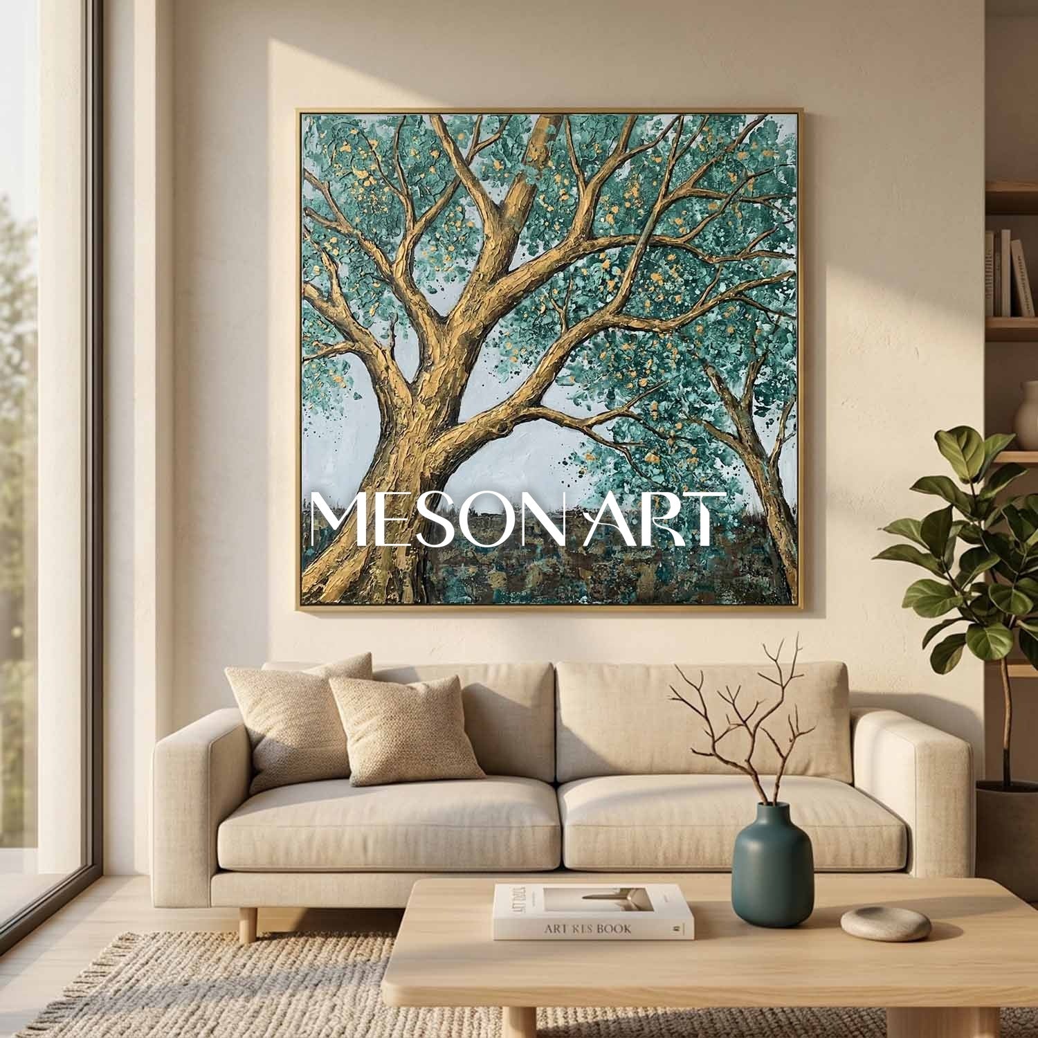 Contemporary Cubist Abstract Painting With Geometric Shapes And Neutral Tones For Modern Home Decor