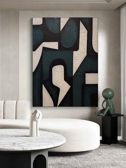 Large White And Green Textured Painting Wabi Sabi Wall Art White And Green Minimalist Art Decor