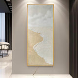 Large Wave Beach Texture Painting Beige and White Textured Canvas Art Wave Beach Wall Art