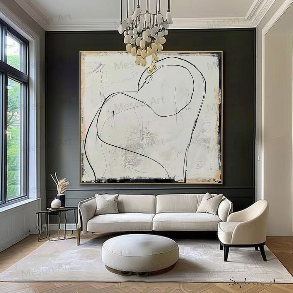 Large Minimalist Lines Abstract Art Minimalist Figures Abstract Art ...