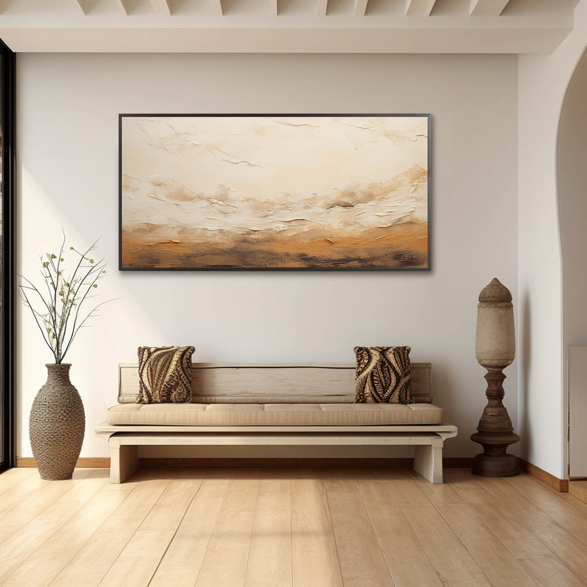 Large 3D Beige Abstract Texture Painting Wabi Sabi Wall Art Decor Beige ...