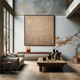 Large Beige Canvas Wall Art Wabi-Sabi Abstract Painting Beige Texture Art on Canvas for Sale