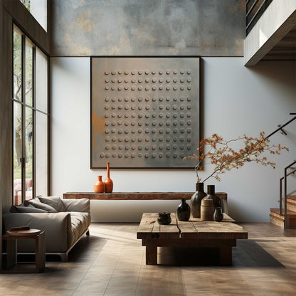 Large 3D Brown And Blue Minimalist Canvas Wall Art Brown And Blue Texture Art Wabi Sabi Painting