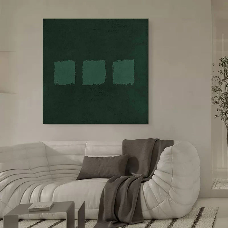 Green Oil Painting Green Abstract Art Canvas Wabi Sabi Wall Art Mimimalist 3D Texture Wall Paintings