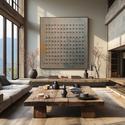 Large 3D Brown And Blue Minimalist Canvas Wall Art Brown And Blue Texture Art Wabi Sabi Painting