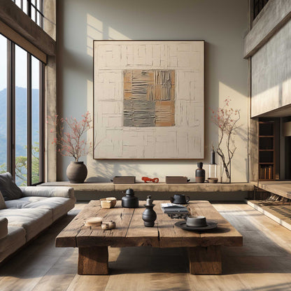 Beige Abstract Art On Canvas Large Beige Abstract Minimalist Canvas Art Beige Texture Wall Painting