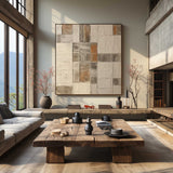 Beige and Brown Modern Minimalist Wall Art Wabi Sabi Art Decor Textured Abstract Canvas Painting