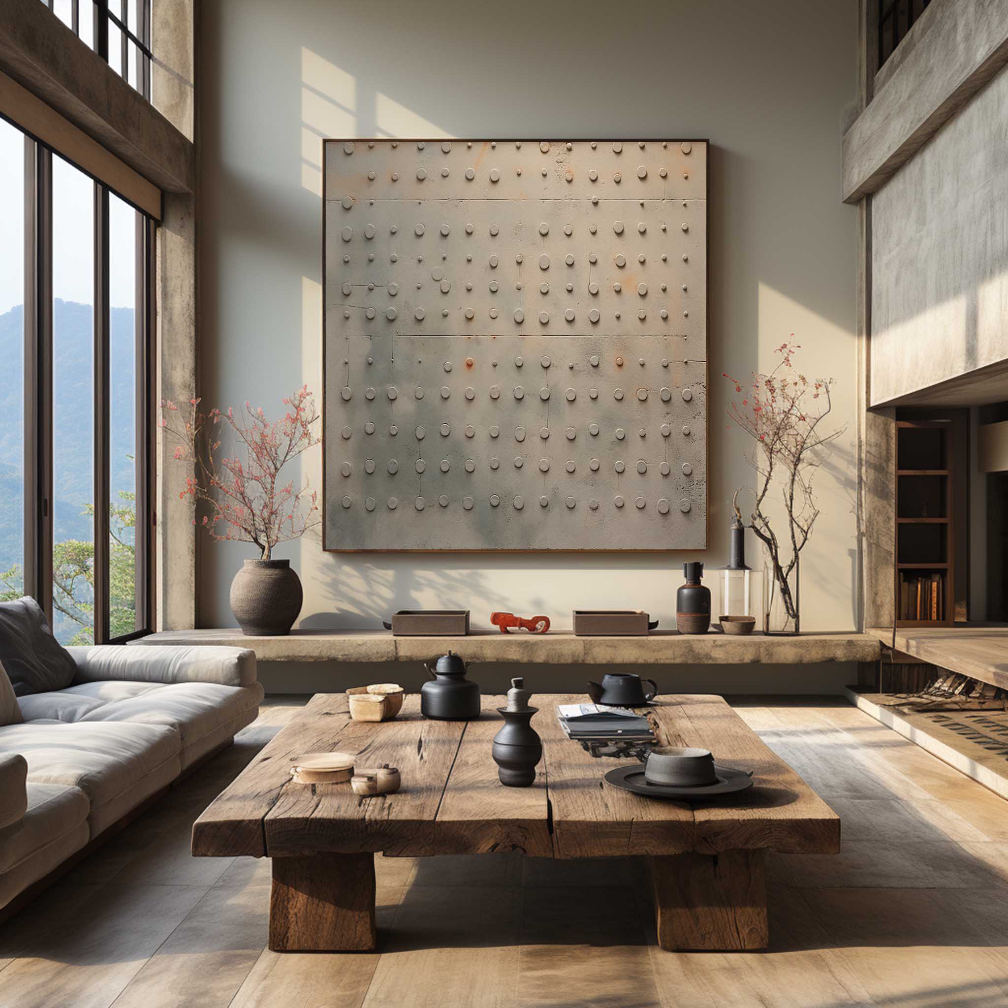 Large Earthy Canvas Wall Painting Earthy Texture Abstract Art Brown Minimalist Wall Art Wabi Sabi Art