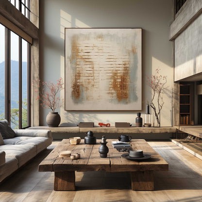 Large Beige Minimalist Wall Art Wabi-Sabi Art Beige Abstract Art Canvas Modern Minimalist Wall Art