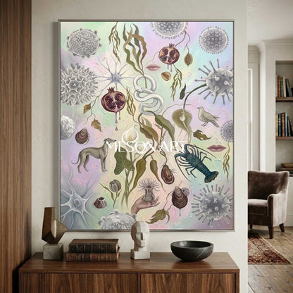 Bio-Surrealism Handmade Ecological Wall Art Soft Tone Organic Painting