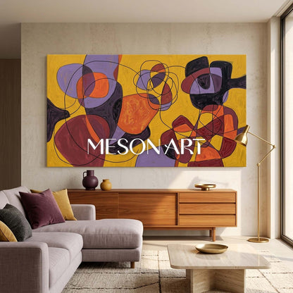 Contemporary Abstract Painting With Bold Yellow And Orange Colors For Modern Home Decor