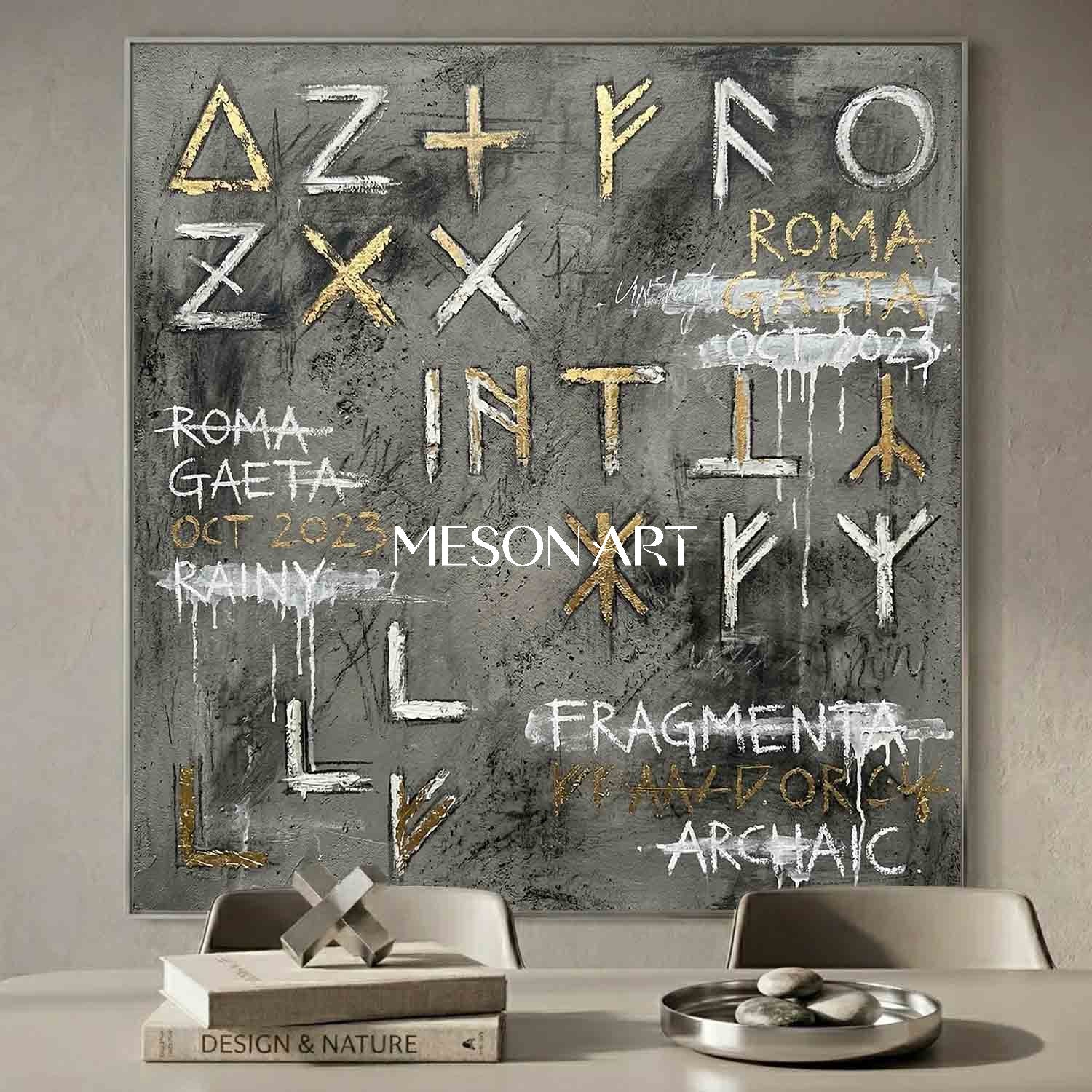 Big Modern Abstract Script Painting Industrial Villa Art Office Decor