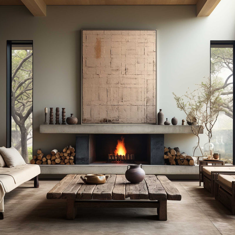 Large WabiSabi Art WabiSabi Wall Decor Large Khaki Texture Painting