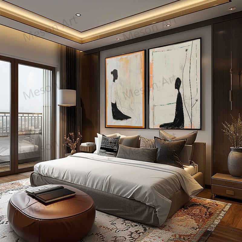 Modern Minimalist Art Set Of 2, Minimalist Abstract Art For Couples, 2 ...