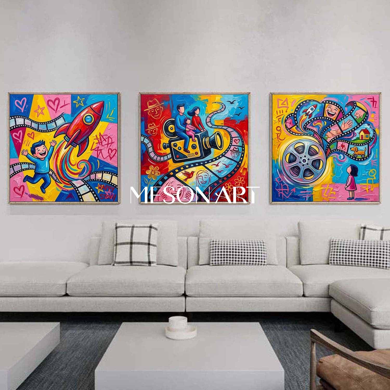 Family Artwork Contemporary Art Kids Wall Art Abstract Pop Art original artwork