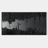Large 3D Black Abstract Art Canvas Black Textured Wall Art Black Textured Acrylic Painting Living Room Painting