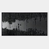 Large 3D Black Abstract Art Canvas Black Textured Wall Art Black Textured Acrylic Painting Living Room Painting