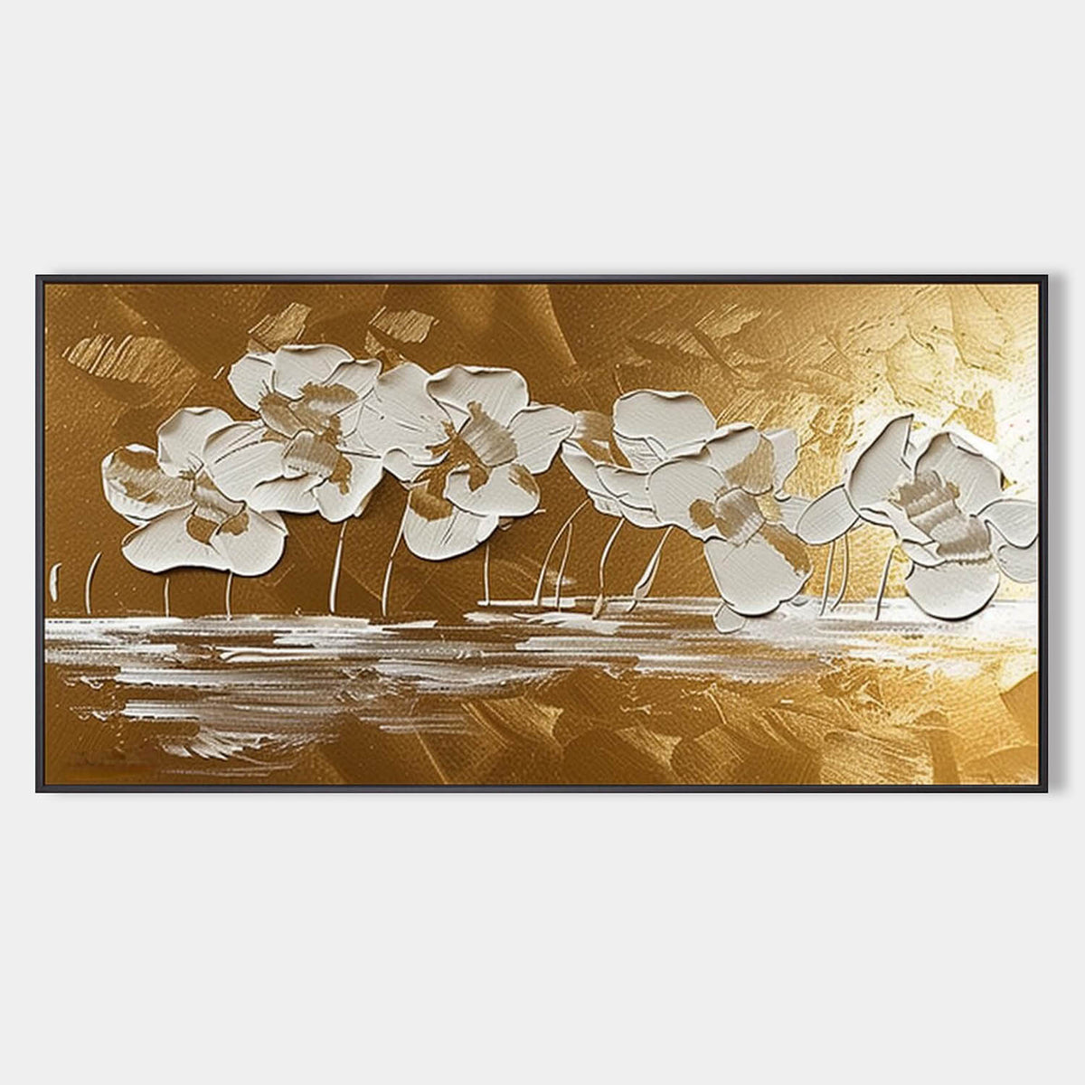 Large Gold Abstract Flowers Art for Sale Gold Abstract Flower Wall Art ...
