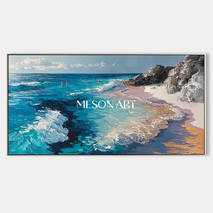 Large 3D Beach Waves Abstract Art Beach Seaside Canvas Wall Art Decoration For Sale