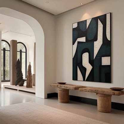 Large White And Green Textured Painting Wabi Sabi Wall Art White And Green Minimalist Art Decor