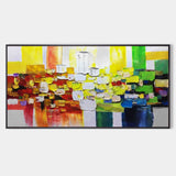 Large Colorful Abstract Canvas Oil Painting Colorful Textured Wall Art Colorful Texture Abstract Art