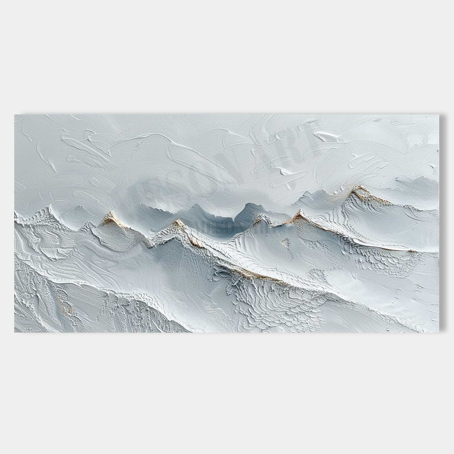 Large 3D White Snow Mountain Plaster Texture Painting Snow Mountain Canvas Wall Art Snow Plaster Art