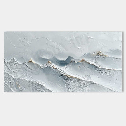Large 3D White Snow Mountain Plaster Texture Painting Snow Mountain Canvas Wall Art Snow Plaster Art