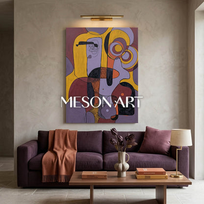 Vibrant Pop Art Painting For Kids Room With Happy Family Cartoon Characters And Colorful Film Strip Design