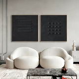 3D Black Textured Abstract Canvas Art Set of 2 Wabi Sabi Wall Art Black Minimalist Painting for Sale