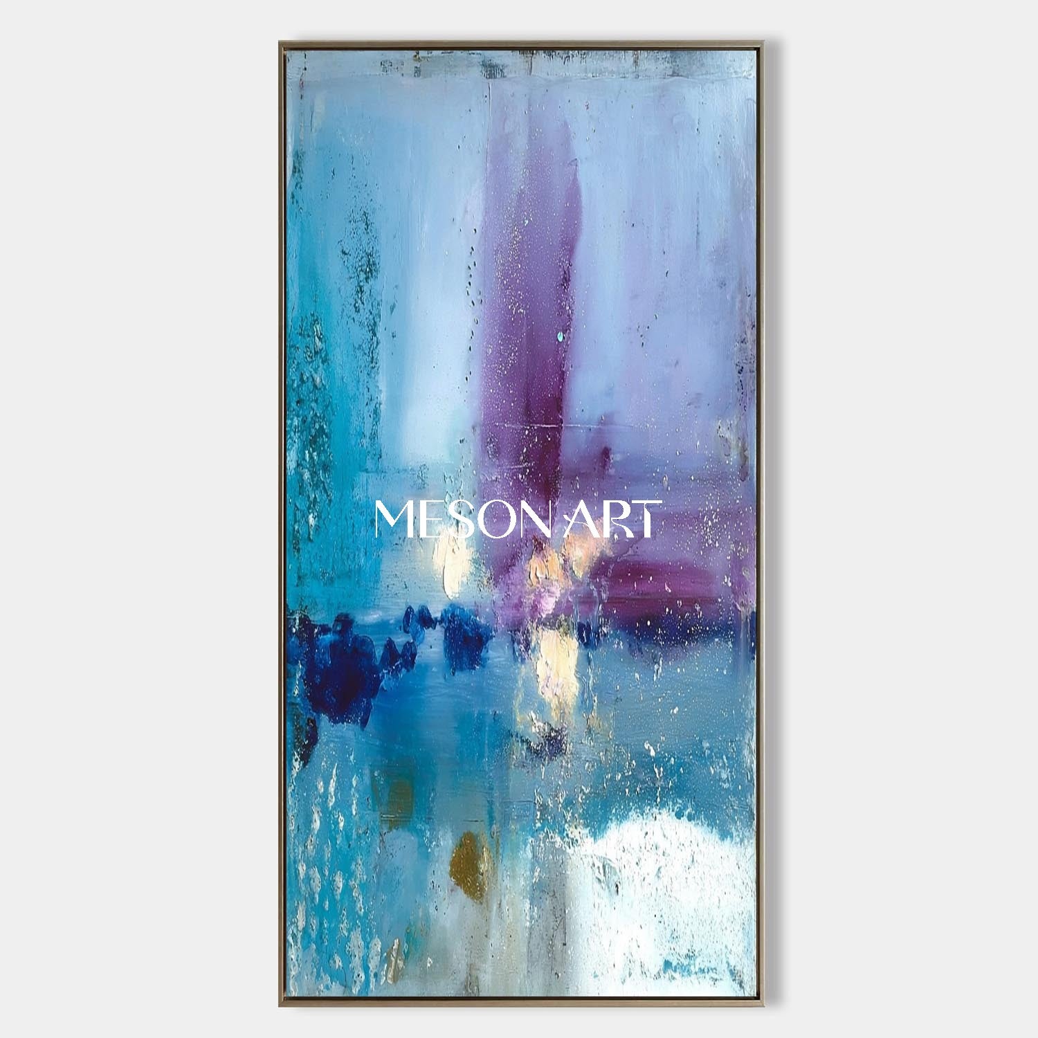 Large Corridor Blue Abstract Wall Art Blue Abstract Oil Painting