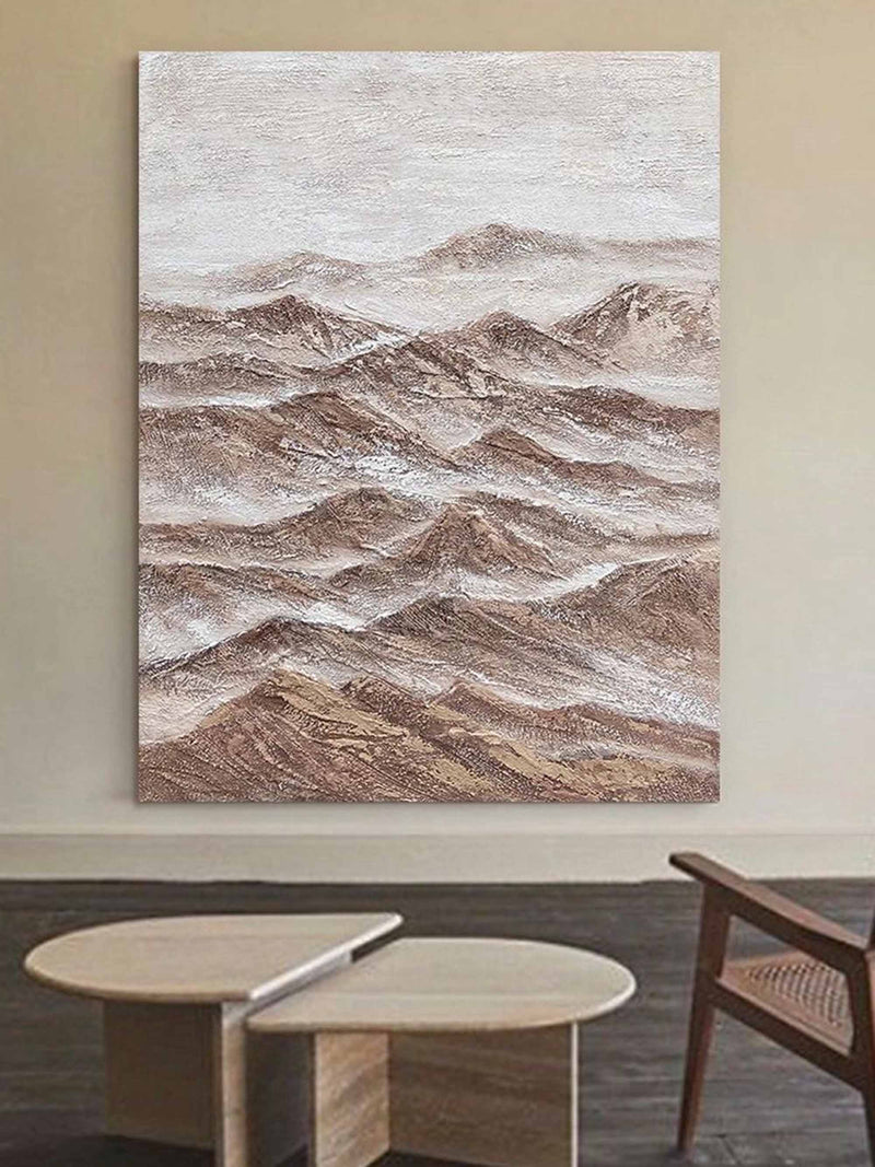 Brown Mountain Canvas Painting Earth Color Mountain Canvas Art Wabi Sabi Wall Art For Sale