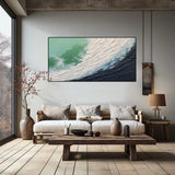 Large White Ocean Wave Texture Wall Painting White And Blue Ocean Wave Acrylic Abstract Texture Art