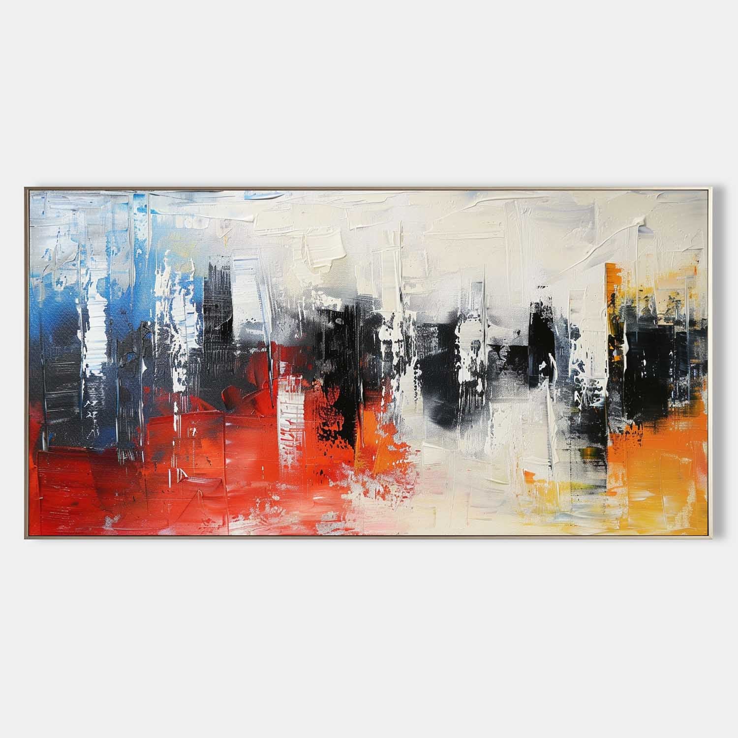 Large Colorful Abstract Texture Painting Neon City Abstract Texture Canvas Wall Art Decor