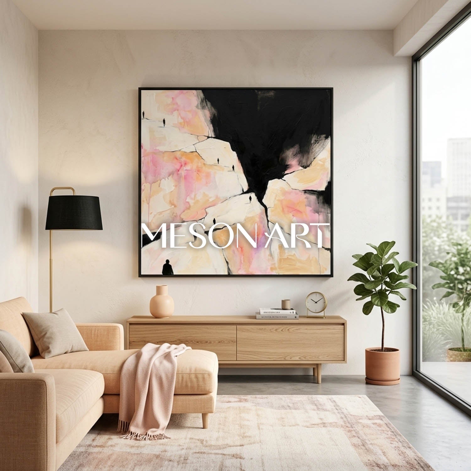 Colorful Pop Art Painting With Geometric Shapes For Modern Living Room Decor