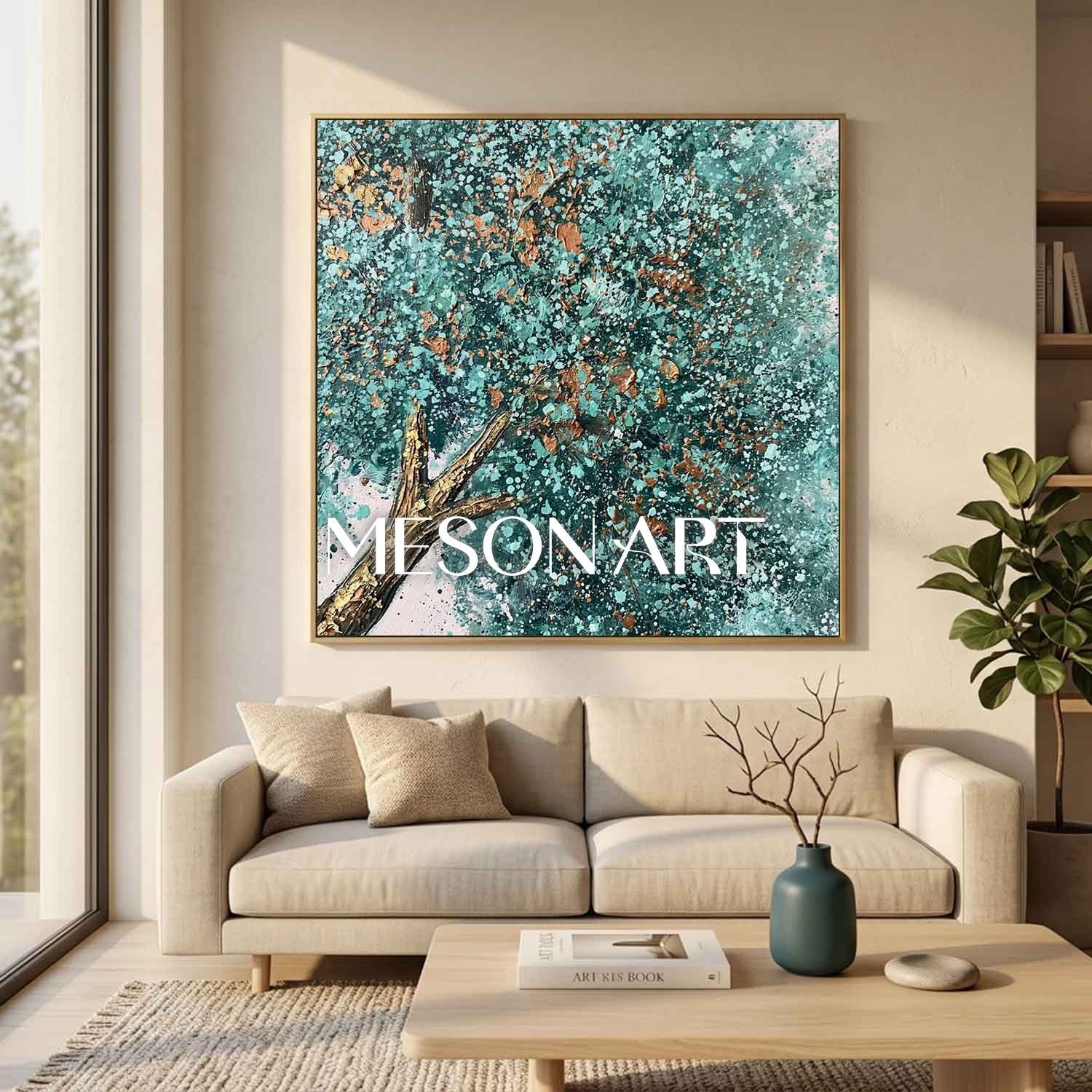 Contemporary Cubist Abstract Painting With Geometric Shapes And Neutral Tones For Modern Home Decor