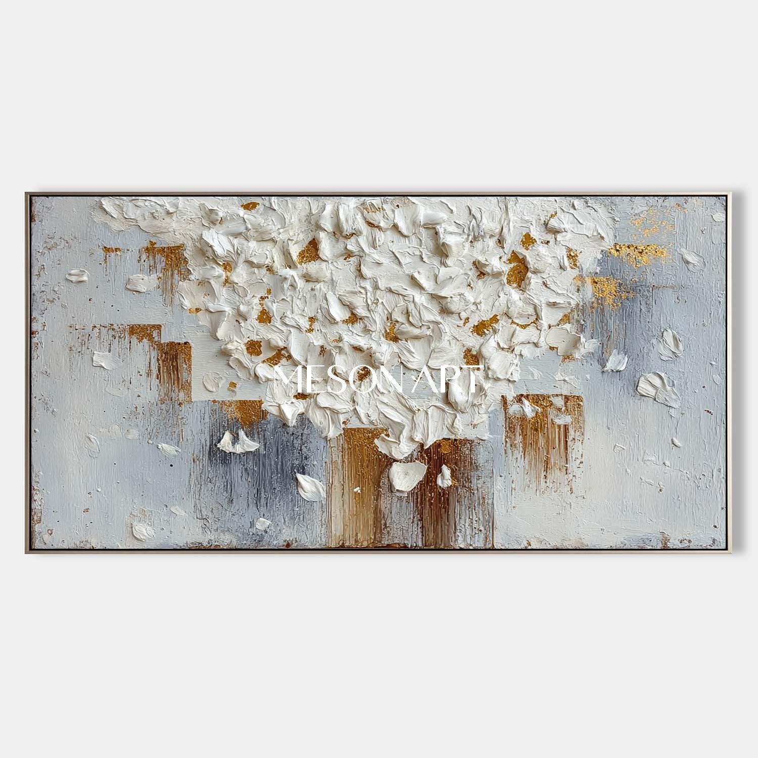 Modern Luxury Abstract Plaster Wall Art Neutral Color Framed Canvas