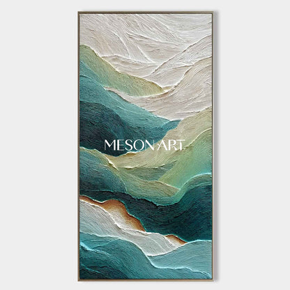 Large Green Abstract Texture Painting Green Abstract Canvas Wall Art for Living Room