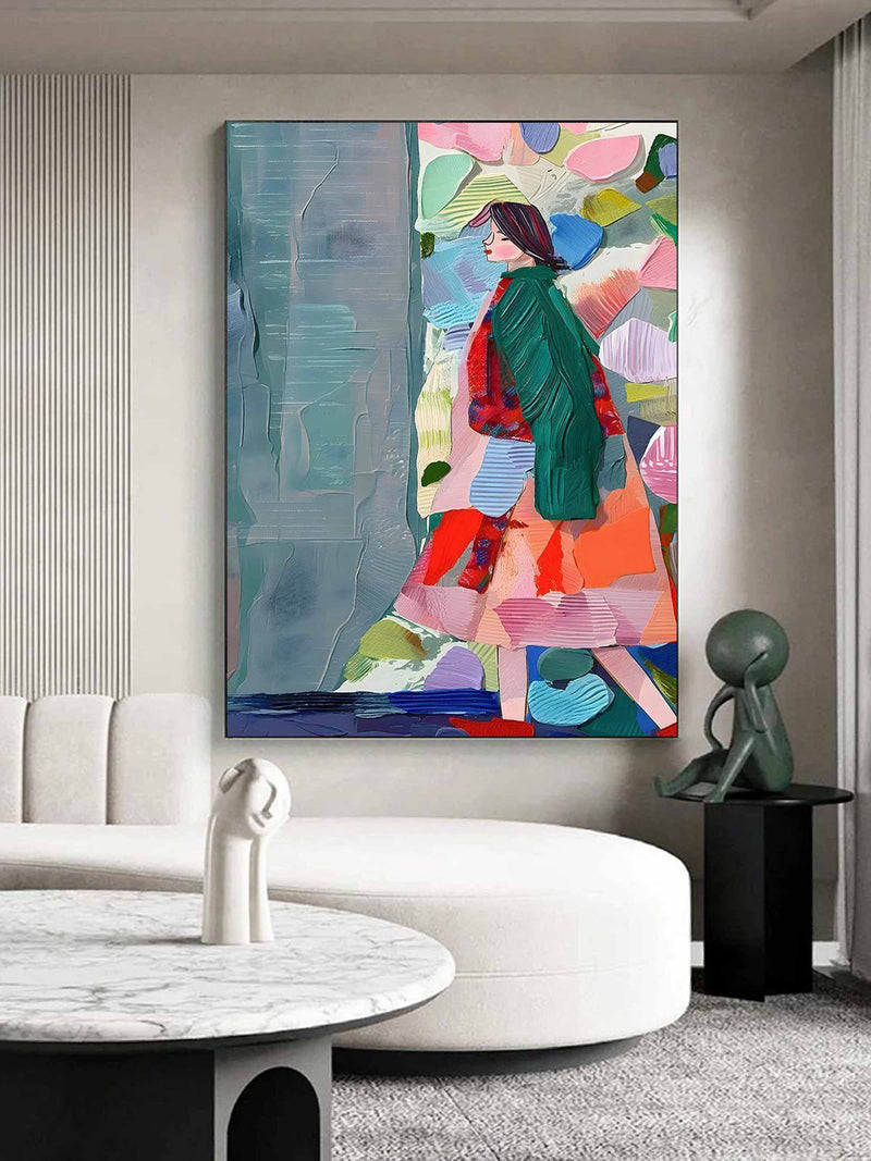 Color Abstract Woman Oil Painting Abstract Woman Canvas Art Thick Woman Texture Wall Decor Painting